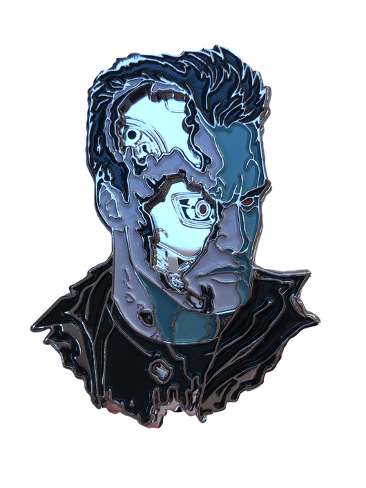 Blue layered metal Terminator enamel Pin